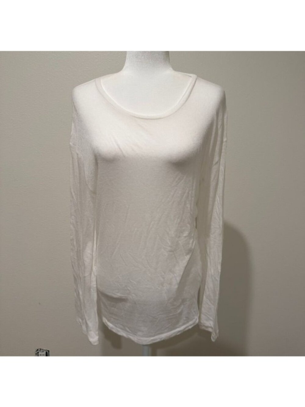 IRO Sheer Ivory White Soft Crewneck Long Sleeve Shirt Size Medium